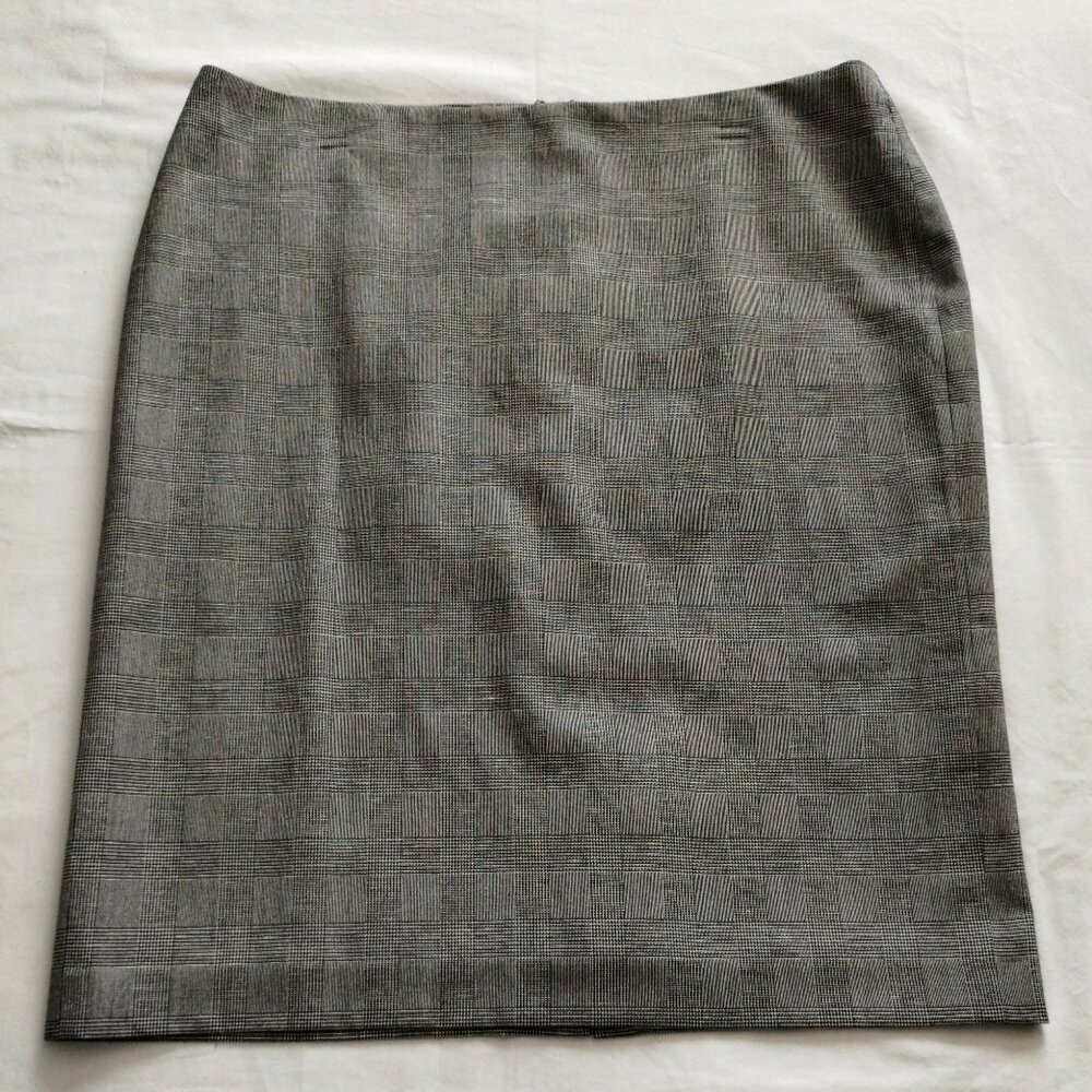 TALBOTS Gray & Black LINEN Blend STRAIGHT Skirt Sz 16